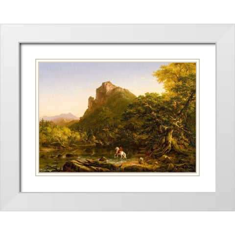 The Mountain Ford 1846 White Modern Wood Framed Art Print with Double Matting by Cole, Thomas