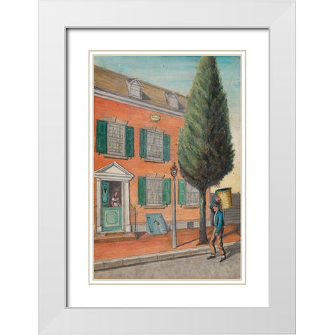 Tea Rusk and Brick House 1870 White Modern Wood Framed Art Print with Double Matting by Chappel, William P.