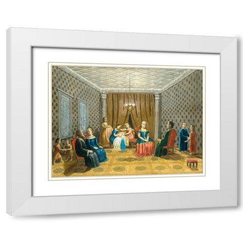 Egyptian Scene (possibly Moses and Zipporah) White Modern Wood Framed Art Print with Double Matting by Field, Erastus Salisbury