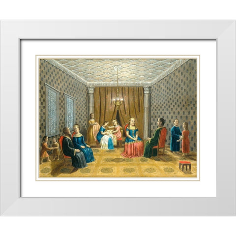 Egyptian Scene (possibly Moses and Zipporah) White Modern Wood Framed Art Print with Double Matting by Field, Erastus Salisbury