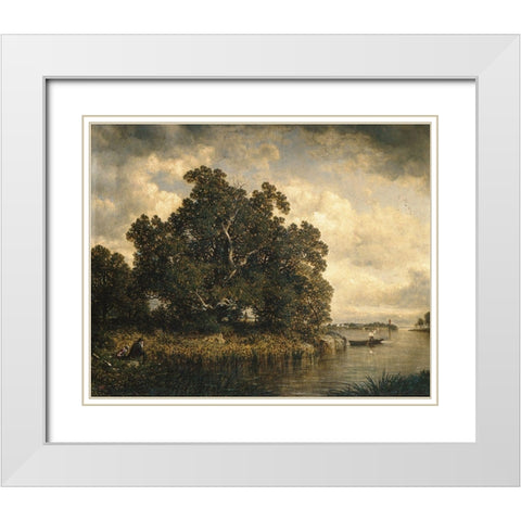 Bayside, New Rochelle, New York 1886 White Modern Wood Framed Art Print with Double Matting by Johnson, David