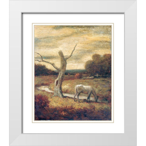 Autumn Meadows White Modern Wood Framed Art Print with Double Matting by Ryder, Albert Pinkham