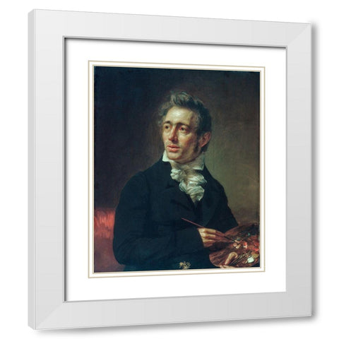 Self-portrait White Modern Wood Framed Art Print with Double Matting by Waldo, Samuel Lovett