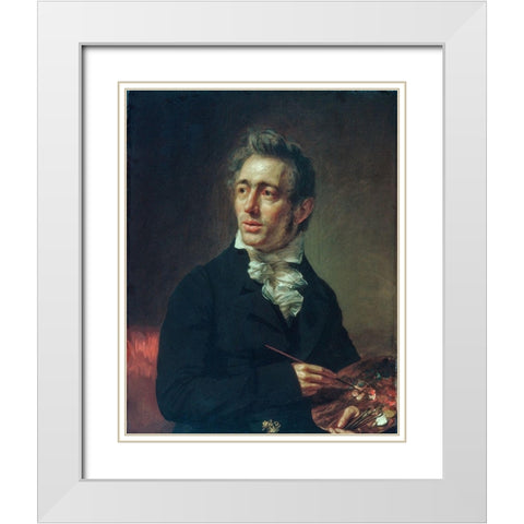 Self-portrait White Modern Wood Framed Art Print with Double Matting by Waldo, Samuel Lovett