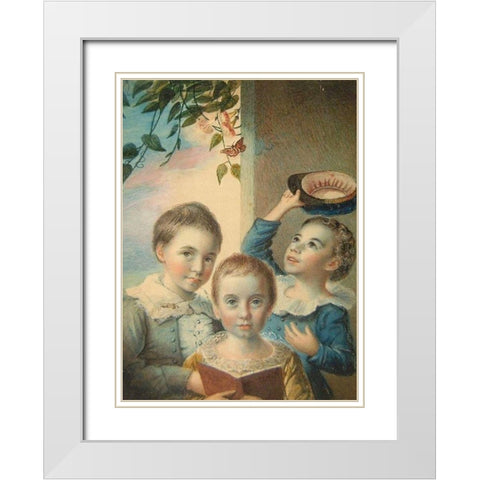 Portrait of Three Boys White Modern Wood Framed Art Print with Double Matting by Badger, Thomas