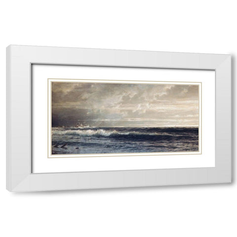Near Lands End, Cornwall 1879 White Modern Wood Framed Art Print with Double Matting by Richards, William Trost