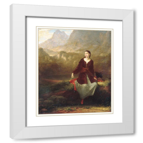 The Spanish Girl in Reverie White Modern Wood Framed Art Print with Double Matting by Allston, Washington