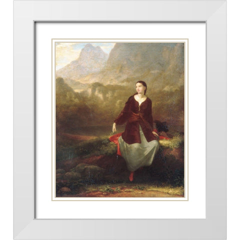 The Spanish Girl in Reverie White Modern Wood Framed Art Print with Double Matting by Allston, Washington