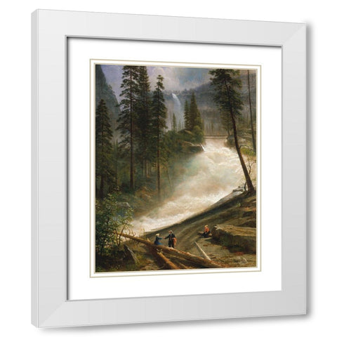 Nevada Falls, Yosemite White Modern Wood Framed Art Print with Double Matting by Bierstadt, Albert