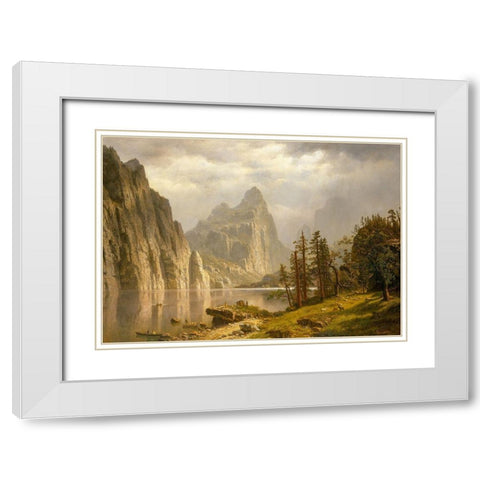 Merced River, Yosemite Valley White Modern Wood Framed Art Print with Double Matting by Bierstadt, Albert