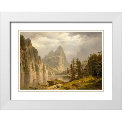 Merced River, Yosemite Valley White Modern Wood Framed Art Print with Double Matting by Bierstadt, Albert