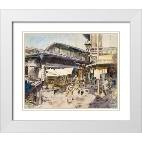 Street Scene in Ikao, Japan White Modern Wood Framed Art Print with Double Matting by Blum, Robert Frederick