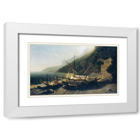 View at Amalfi, Bay of Salerno White Modern Wood Framed Art Print with Double Matting by Brown, George LoringÂ 