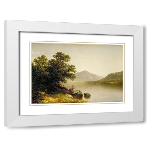Lake George White Modern Wood Framed Art Print with Double Matting by Casilear, John William
