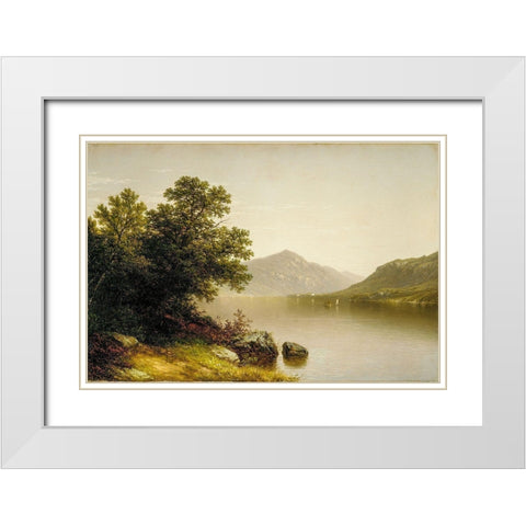 Lake George White Modern Wood Framed Art Print with Double Matting by Casilear, John William