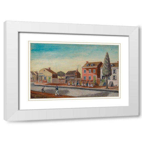 Tea Party White Modern Wood Framed Art Print with Double Matting by Chappel, William P.
