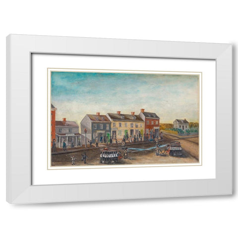Firemens Washing Day White Modern Wood Framed Art Print with Double Matting by Chappel, William P.