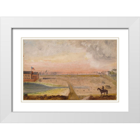 Militia Drilling White Modern Wood Framed Art Print with Double Matting by Chappel, William P.