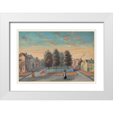 Baked Pears in Duane Park White Modern Wood Framed Art Print with Double Matting by Chappel, William P.