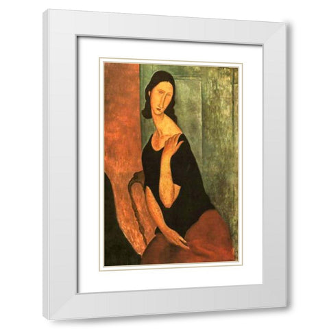Jeanne 4 White Modern Wood Framed Art Print with Double Matting by Modigliani, Amedeo