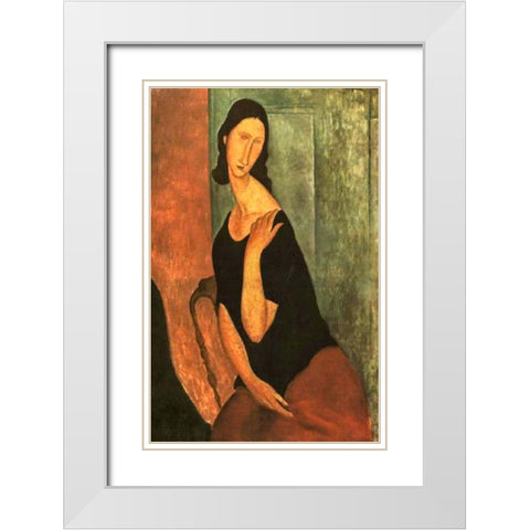 Jeanne 4 White Modern Wood Framed Art Print with Double Matting by Modigliani, Amedeo