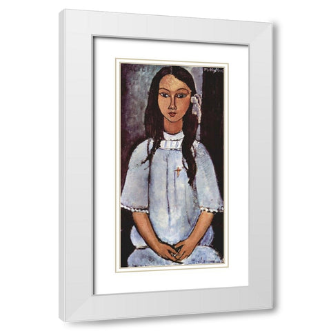 Alice White Modern Wood Framed Art Print with Double Matting by Modigliani, Amedeo