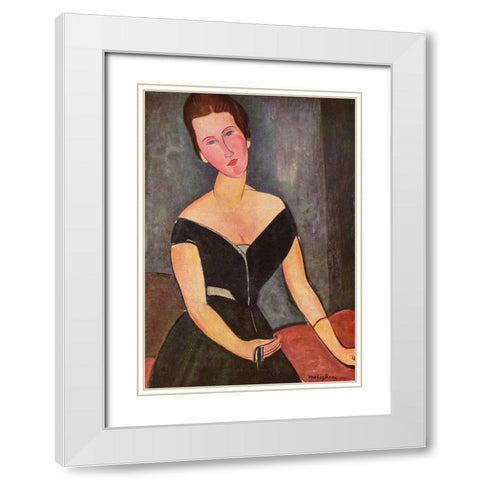 Portrait of Mrs. van Muyden White Modern Wood Framed Art Print with Double Matting by Modigliani, Amedeo