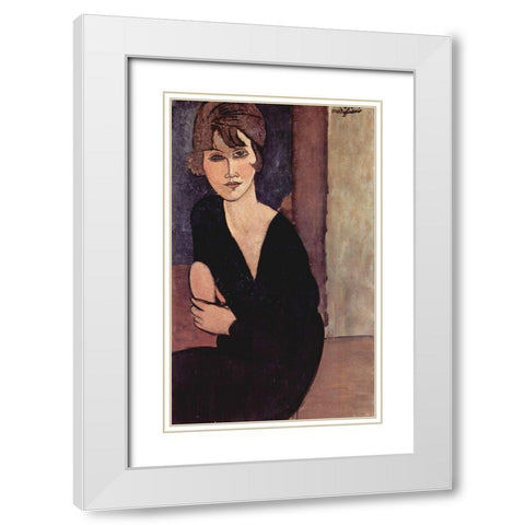 Portrait of Madame Reynouard White Modern Wood Framed Art Print with Double Matting by Modigliani, Amedeo