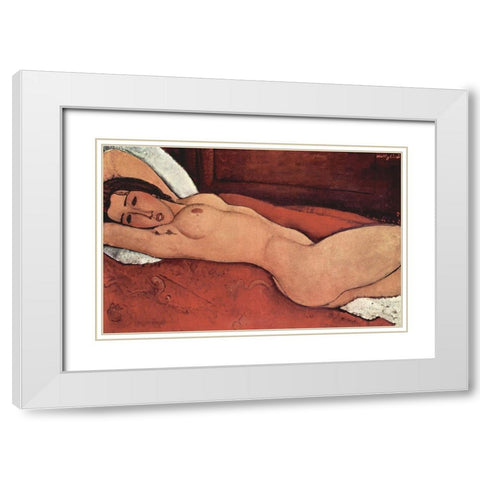 Reclining Nude from the Front White Modern Wood Framed Art Print with Double Matting by Modigliani, Amedeo