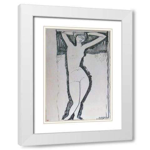 Nude White Modern Wood Framed Art Print with Double Matting by Modigliani, Amedeo