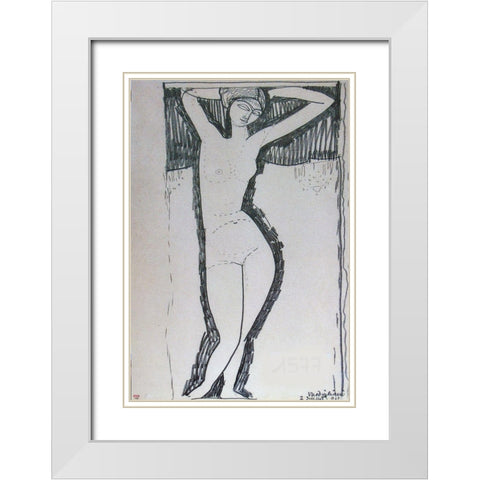 Nude White Modern Wood Framed Art Print with Double Matting by Modigliani, Amedeo