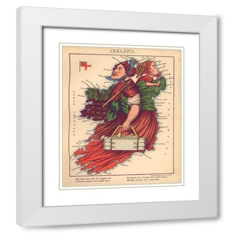 Anthropomorphic Map of Ireland White Modern Wood Framed Art Print with Double Matting by Vintage Maps