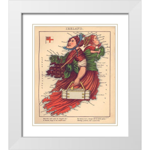 Anthropomorphic Map of Ireland White Modern Wood Framed Art Print with Double Matting by Vintage Maps