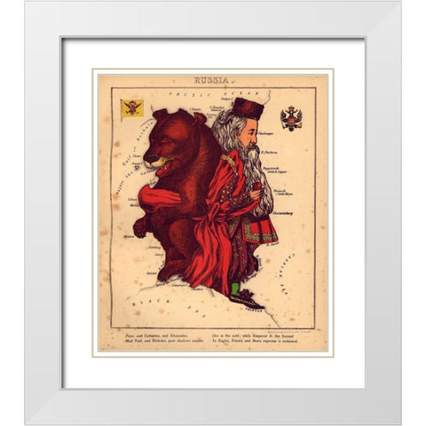 Anthropomorphic Map of Russia White Modern Wood Framed Art Print with Double Matting by Vintage Maps