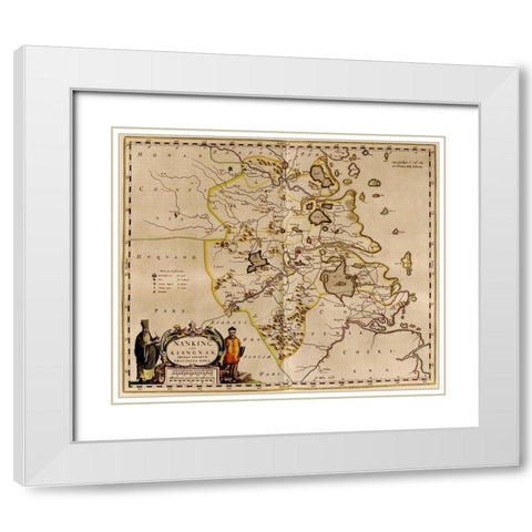 Nanking-China White Modern Wood Framed Art Print with Double Matting by Vintage Maps