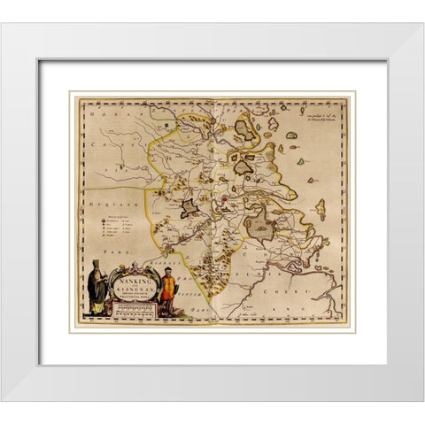 Nanking-China White Modern Wood Framed Art Print with Double Matting by Vintage Maps