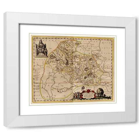 Hunan-China White Modern Wood Framed Art Print with Double Matting by Vintage Maps