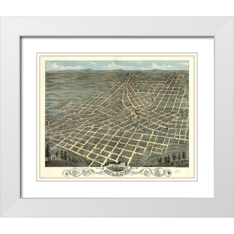 Atlanta-Georgia 1871 White Modern Wood Framed Art Print with Double Matting by Vintage Maps