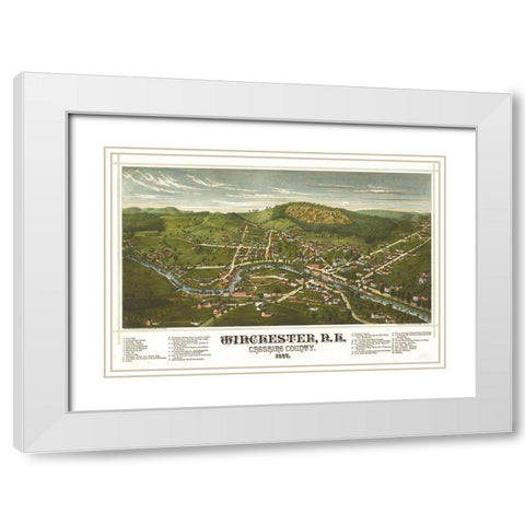 Winchester-New Hampshire White Modern Wood Framed Art Print with Double Matting by Vintage Maps