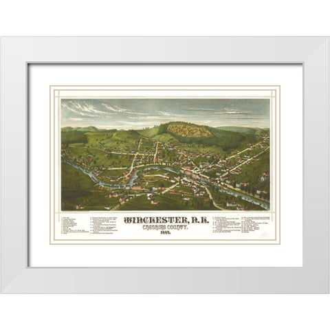 Winchester-New Hampshire White Modern Wood Framed Art Print with Double Matting by Vintage Maps