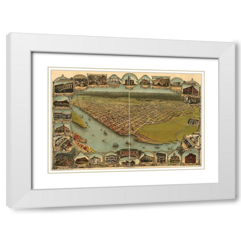 Eureka-Humboldt County-California. 1902 White Modern Wood Framed Art Print with Double Matting by Vintage Maps