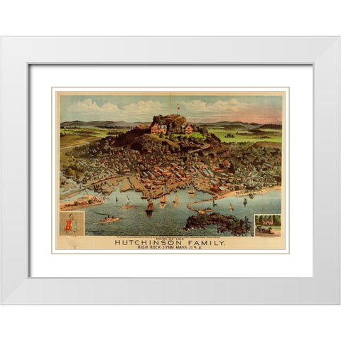 Home of the Hutchinson Family in Lynn-Massachusetts 1881 White Modern Wood Framed Art Print with Double Matting by Vintage Maps