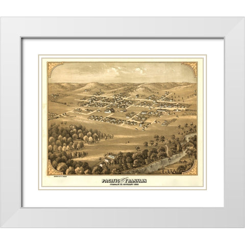 Franklin-Missouri formerly Franklin 1869 White Modern Wood Framed Art Print with Double Matting by Vintage Maps