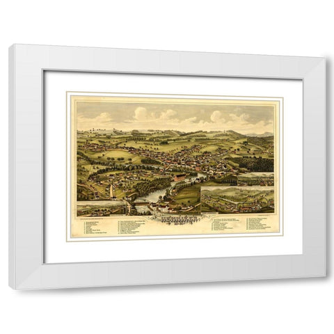 Henniker-New Hampshire 1889 White Modern Wood Framed Art Print with Double Matting by Vintage Maps