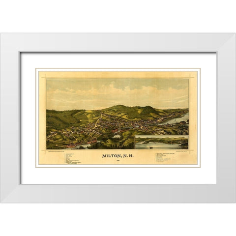 Milton-New Hampshire 1888 White Modern Wood Framed Art Print with Double Matting by Vintage Maps