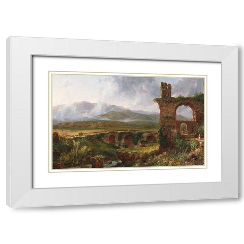 A View near Tivoli (Morning) White Modern Wood Framed Art Print with Double Matting by Cole, Thomas
