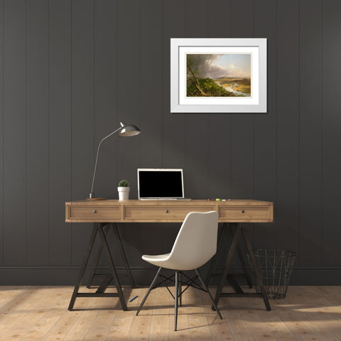 View from Mount Holyoke, Northampton, Massachusetts, after a Thunderstormâ€”The Oxbow White Modern Wood Framed Art Print with Double Matting by Cole, Thomas