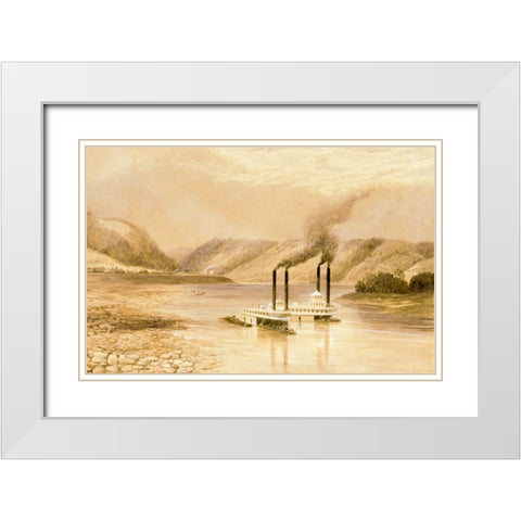 The Ohio River near Wheeling, West Virginia White Modern Wood Framed Art Print with Double Matting by Cranstone, Lefevre James