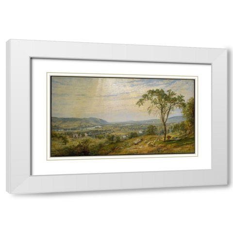 The Valley of Wyoming White Modern Wood Framed Art Print with Double Matting by Cropsey, Jasper Francis