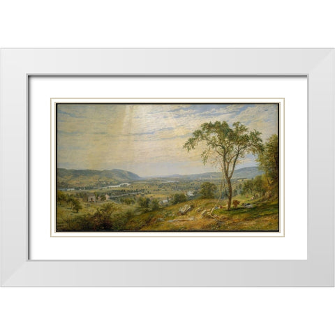 The Valley of Wyoming White Modern Wood Framed Art Print with Double Matting by Cropsey, Jasper Francis